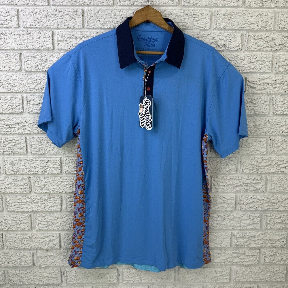 RSVLTs Breakfast Balls The Continental Polo Mens Size Large NWT Blue